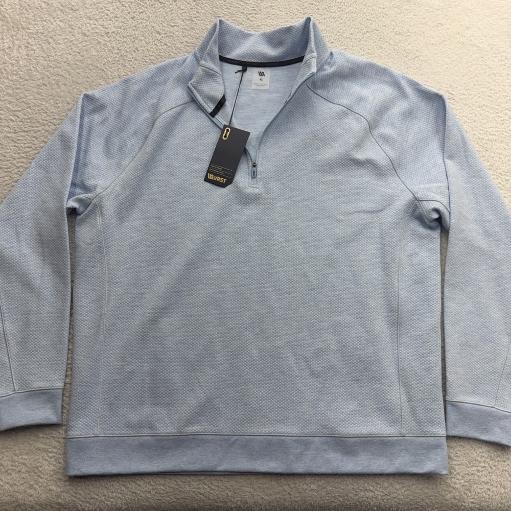 VRST Recharge Pebble 1/4 Zip Mens XL Light Blue Heather Athletic Pullover NEW